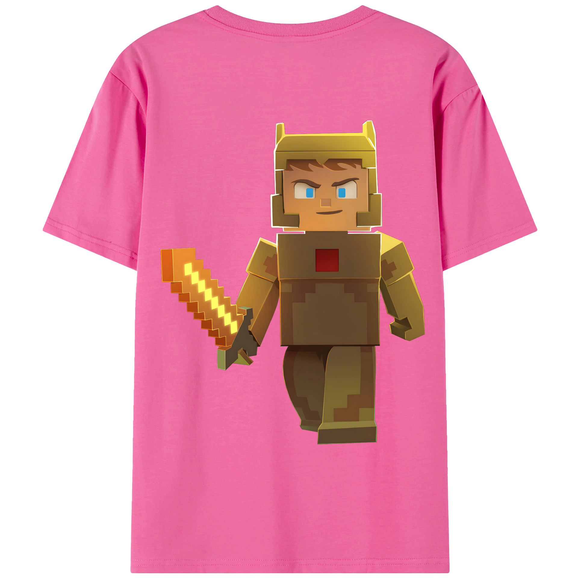 （画像用） マインクラフト ブロックの世界 Minecraft MC Block world レディース半袖Tシャツ(バックプリント)
